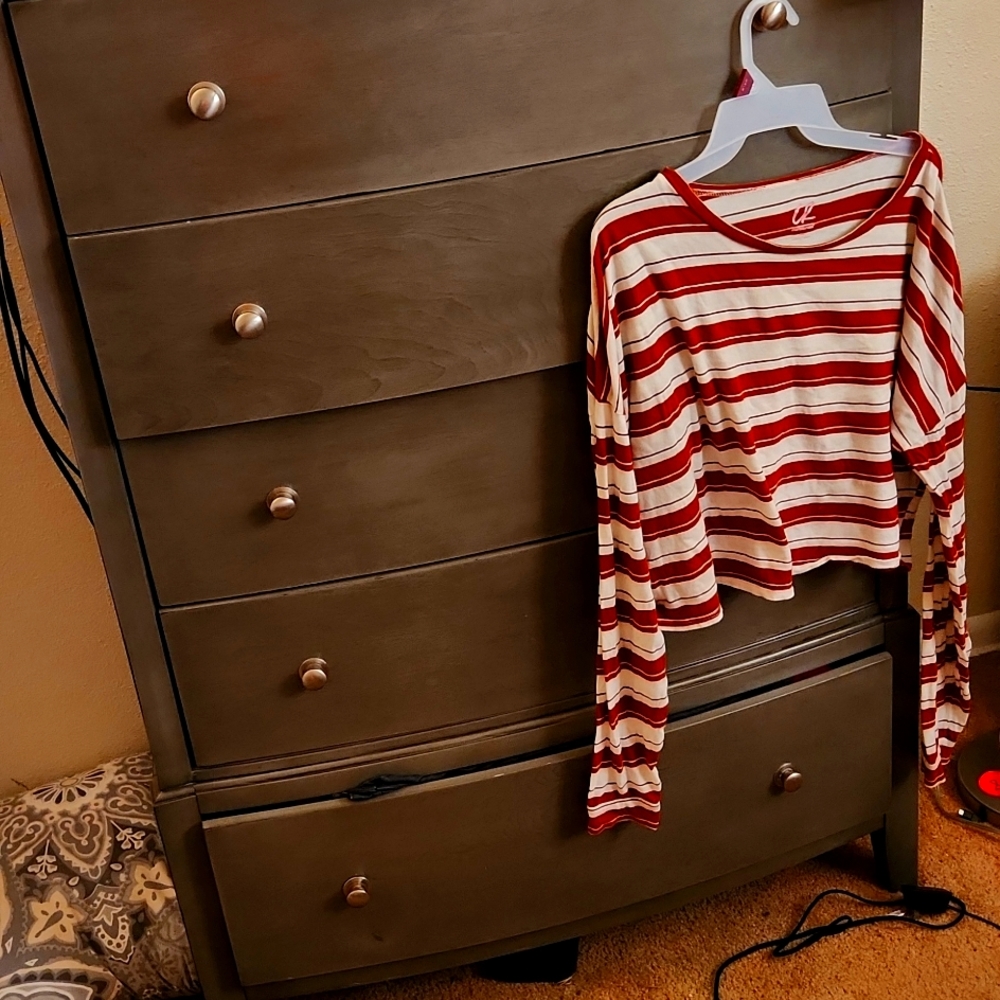 L/S CR stripped cropped top xl  100% cotton